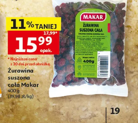 Żurawina suszona cała Makar promocja w Auchan