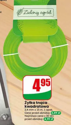 Żyłka tnąca kwadratowa Zielony ogród 2,4mm x 15m promocja w Dino