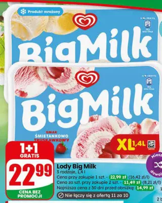 Lody 1+1 GRATIS promocja w Dino