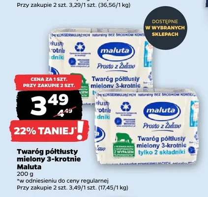 Twaróg półtłusty mielony 3-krotnie Maluta promocja w Netto