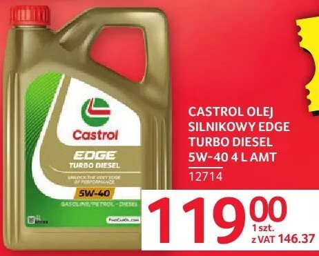 Olej silnikowy CASTROL EDGE TURBO DIESEL 5W-40 4L AMT promocja w Selgros