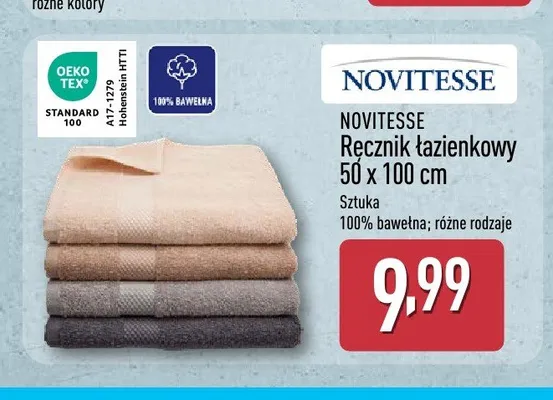 Ręcznik łazienkowy Novitesse 50x100 cm promocja w Aldi