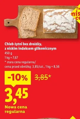Chleb żytni bez drożdży z niskim indeksem glikemicznym promocja w Lidl