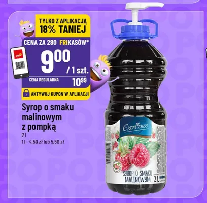 Syrop o smaku malinowym z pompką Excellence promocja w POLOmarket
