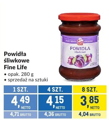 Powidła śliwkowe Fine Life promocja w Makro