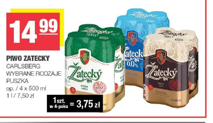Piwo Zatecky 4-pak promocja w SPAR