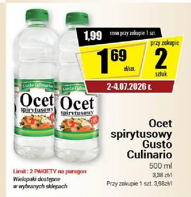 Ocet spirytusowy Gusto Culinario promocja w Premium Nasz Sklep