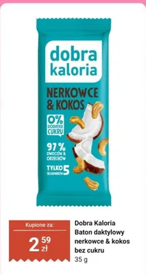 Baton daktylowy nerkowce & kokos bez cukru promocja w Dino