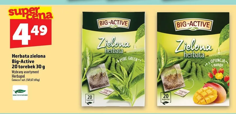 Herbata zielona Big-Active z opuncją i mango promocja w TOPAZ