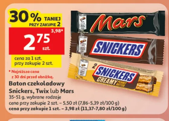 Baton czekoladowy Snickers Creamy Peanut Butter promocja w Auchan
