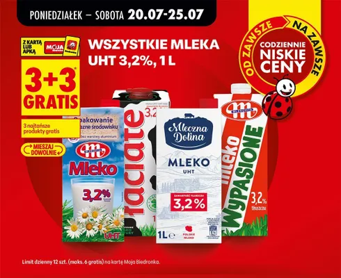 Mleka UHT 3,2%, 1 l promocja w Biedronka