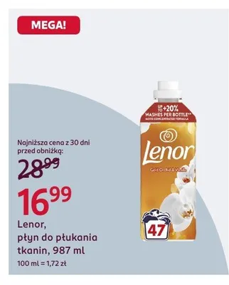Płyn do płukania tkanin Lenor promocja w Rossmann