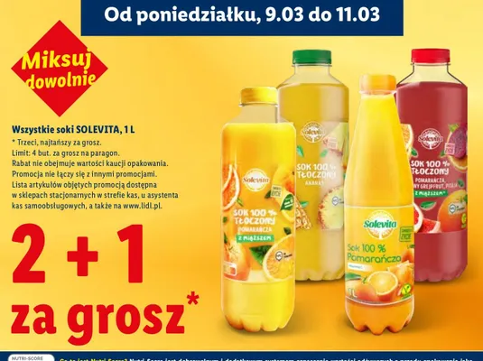 Sok 100% tłoczony pomarańczowy z miąższem promocja w Lidl