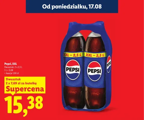 Cola Pepsi XXL 2-pak 2,5 l promocja w Lidl