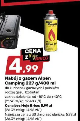 Nabój z gazem Alpen Camping promocja w Bricomarche