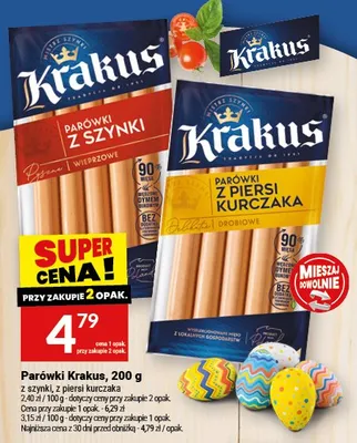 Parówki Krakus z szynki, z piersi kurczaka promocja w Twój Market