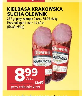 Kiełbasa krakowska sucha Olewnik promocja w Stokrotka