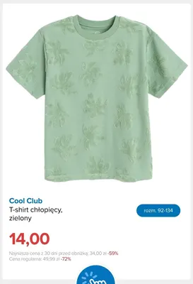 T-shirt chłopięcy zielony Cool Club promocja w Smyk