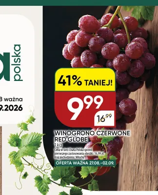 Winogrono czerwone Red Globe promocja w Chata Polska