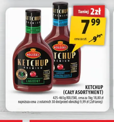 Ketchup łagodny bez dodatku cukru Roleski promocja w Arhelan