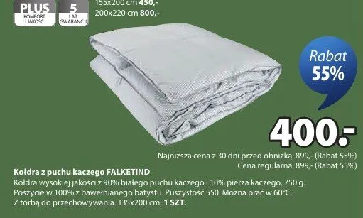 Kołdra z puchem kaczego FALKETING promocja w Jysk