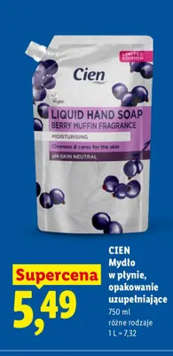 Mydło w płynie opakowanie uzupełniające Cien promocja w Lidl