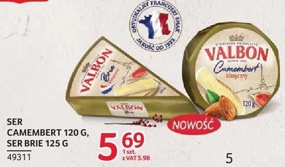 Ser Camembert 120 g, Ser Brie 125 g promocja w Selgros