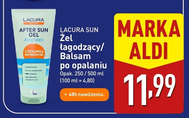 Żel łagodzący po opalaniu Lacura Sun Aloe Vera promocja w Aldi