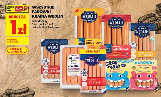 Parówki z szynki Kraina Wędlin Mega Paka promocja w Biedronka