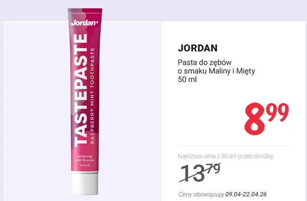 Pasta do zębów o smaku Maliny i Mięty promocja w Rossmann
