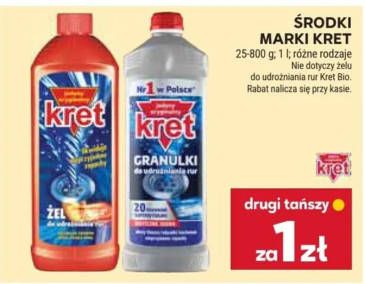 Środki marki kret żel, granulki promocja w Stokrotka