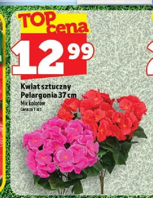 Kwiat sztuczny Pelargonia 37cm promocja w TOPAZ