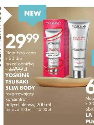 Rozgrzewający koncentrat antycellulitowy Yoskine Tsubaki Slim Body promocja w Super-Pharm
