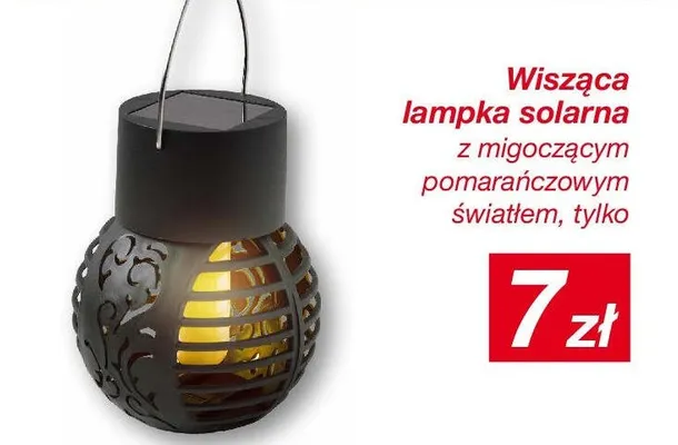 Lampka solarna wisząca z migoczącym pomarańczowym światłem promocja w KiK