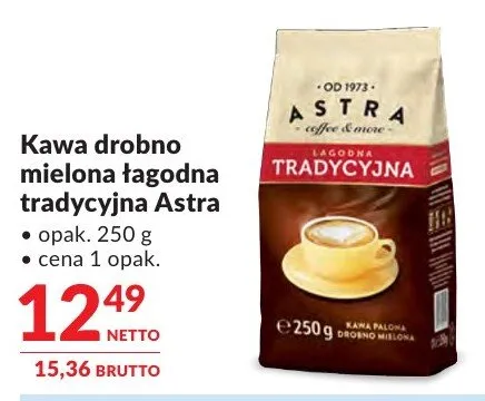 Kawa drobno mielona łagodna tradycyjna Astra promocja w Makro