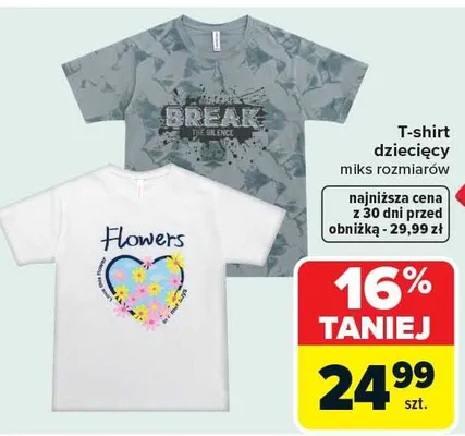 T-shirt dziecięcy miks rozmiarów promocja w Carrefour