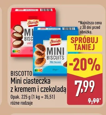 Mini ciasteczka z kremem i czekoladą mleczną Biscotto promocja w Aldi