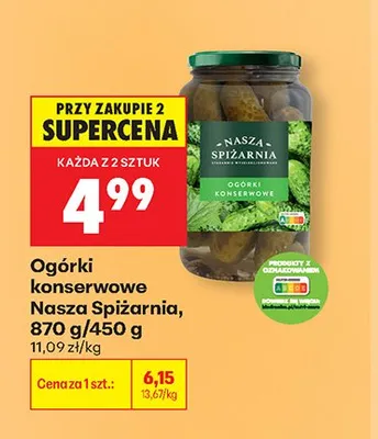 Ogórki konserwowe Nasza Spiżarnia promocja w Biedronka