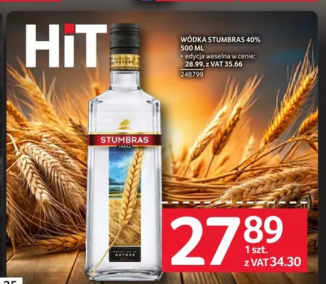 Wódka Stumbras edycja weselna 40% 500 ml promocja w Selgros