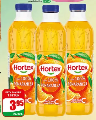 Sok pomarańczowy Hortex 100% promocja w Dino