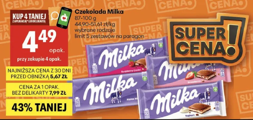 Czekolada Milka promocja w Delikatesy Centrum