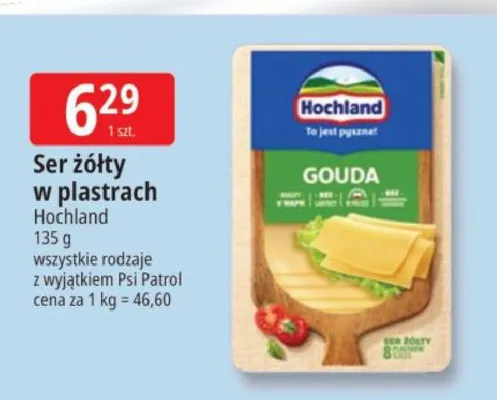 Ser żółty w plastrach Hochland promocja w Leclerc