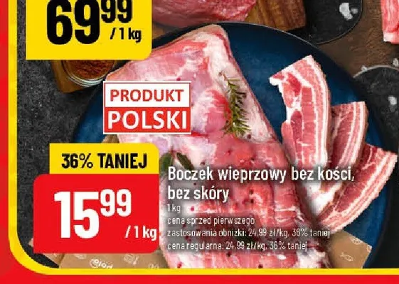 Boczek wieprzowy bez kości bez skóry promocja w POLOmarket