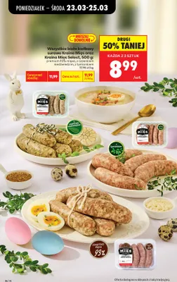 Białe kiełbasy premium 93% mięsa, z czosnkiem niedźwiedzim, z tymionkiem promocja w Biedronka