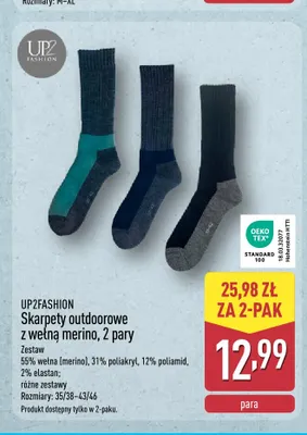 Skarpety outdoorowe z wełną merino 2-pak UP2FASHION promocja w Aldi