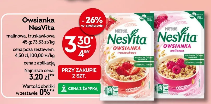 Owsianka NesVita malinowa Nestlé promocja w Żabka