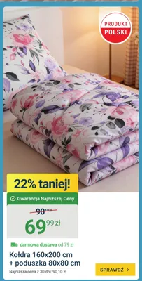 Kołdra 160x200cm + poduszka 80x80cm promocja w ERLI