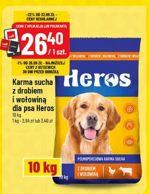 Karma sucha z drobiem i wołowiną dla psa Heros promocja w POLOmarket