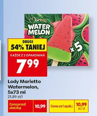 Lody Marletto Watermelon 5-pak promocja w Biedronka