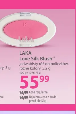 Jedwabisty róż do policzków Love Silk Blush Laka promocja w Hebe